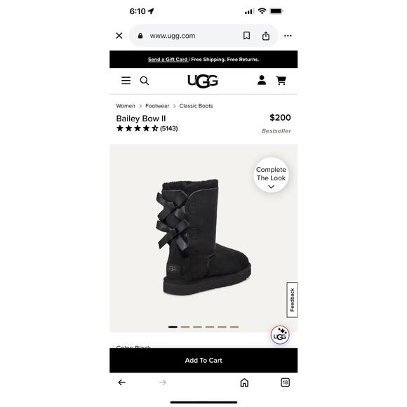 UGG Bailey 2954 Black Suede Bow II Shearling Mid Calf Water-Repellent Boots Sz 6 - Picture 2 of 11